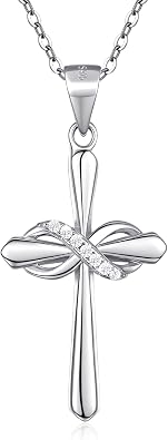925 Sterling Silver Cross Necklaces for Women,4A CZ Infinity Cross Necklace,16+2 Adjustable Chain Cross Pendant Hypoallergenic Jewelry Gift for Women