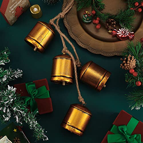 8 Pcs Rustic Hanging Bells Christmas Cow Bells Decor Chic Metal Giant Vintage Cow Bell Large Hanging Cow Bell Christmas Bell Garland Decor For Christmas Tree Wall Decor #TOP2