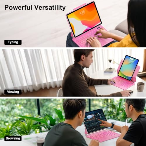 Image of for iPad 9th Generation Case with Keyboard,Magic Style Keyboard Case for iPad 9th /8th /7th Gen 10.2 inch - Floating Cantilever Magnetic Stand Multi-Touch Trackpad (Pink)