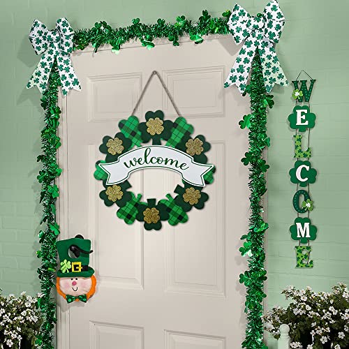 St Patricks Day Decorations, Decspas Green Shamrock Hanging Welcome Sign St Patricks Day Door Decor For The Home, Lucky Festive St Patricks Day Wreaths For Front Door, Front Porch, Wall #TOP1