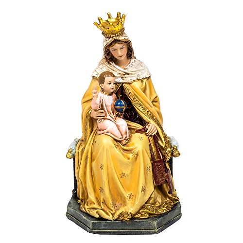 Roman Our Lady of Mt. Estatueta de estátua de mesa com pedra de resina de 20 cm Carmel with Child