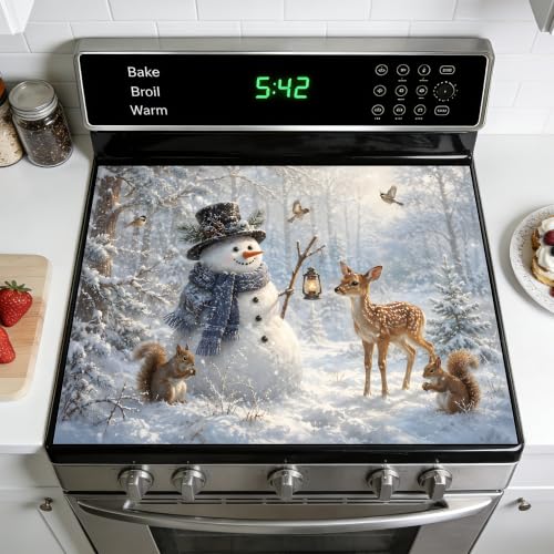 Image of Stove Top Cover for Electric Stove: 28''x20'' Stove Cover Elevate Your Kitchen Reliable Heat Protection,Non-Slip Kitchen Decor (Woodland)
