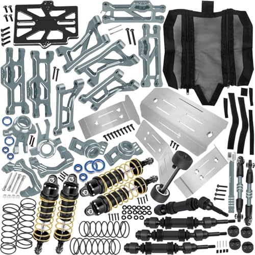 RC Upgrades Part for 1/16 Mini Maxx(#107154-1),Shocks,Dust Resist Cover,Controller Mount Plate,Drive Shaft,Wheelie Bar,Chassis,Arm,Caster/Steering Block,Stub Axle Carriers,Links,Titanium Black