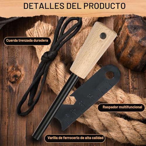 Miniatura 3 de 2 Piezas Arrancador De Fuego,Pedernal Supervivencia Profesional,Supervivencia De Acero Para Fuego,Multiusos Piedra De Fuego,Iniciador De Fuego De Acero De Pedernal Para Camping, Aire Libre