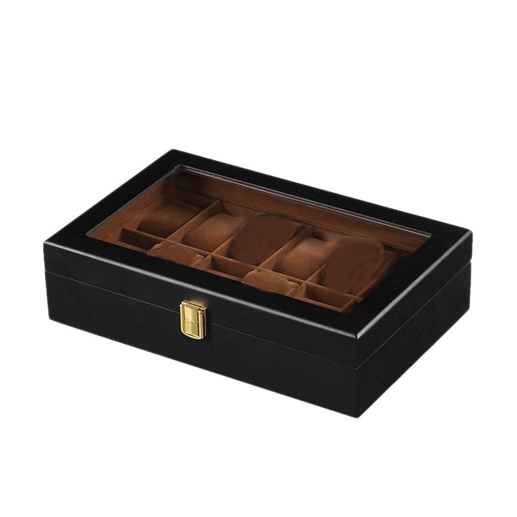 Boîte de rangement de montre noire en bois pour éviter les rayures des bijoux