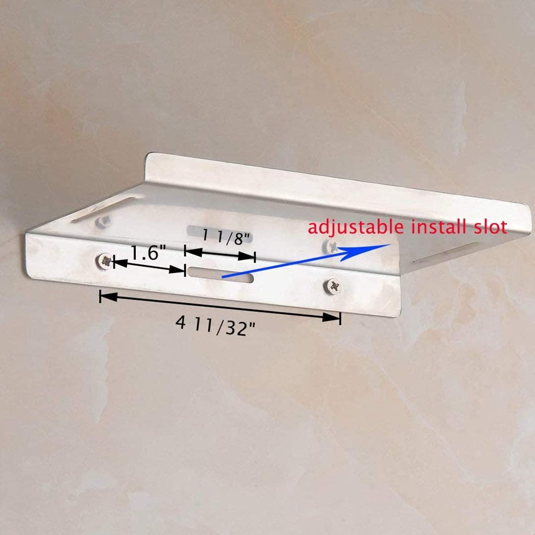 Hallyware Baño pequeño estante del teléfono celular del acero inoxidable antideslizante soporte para teléfono montado en la pared para pequeño altavoz Smartphone toallitas de bebé, cepillado