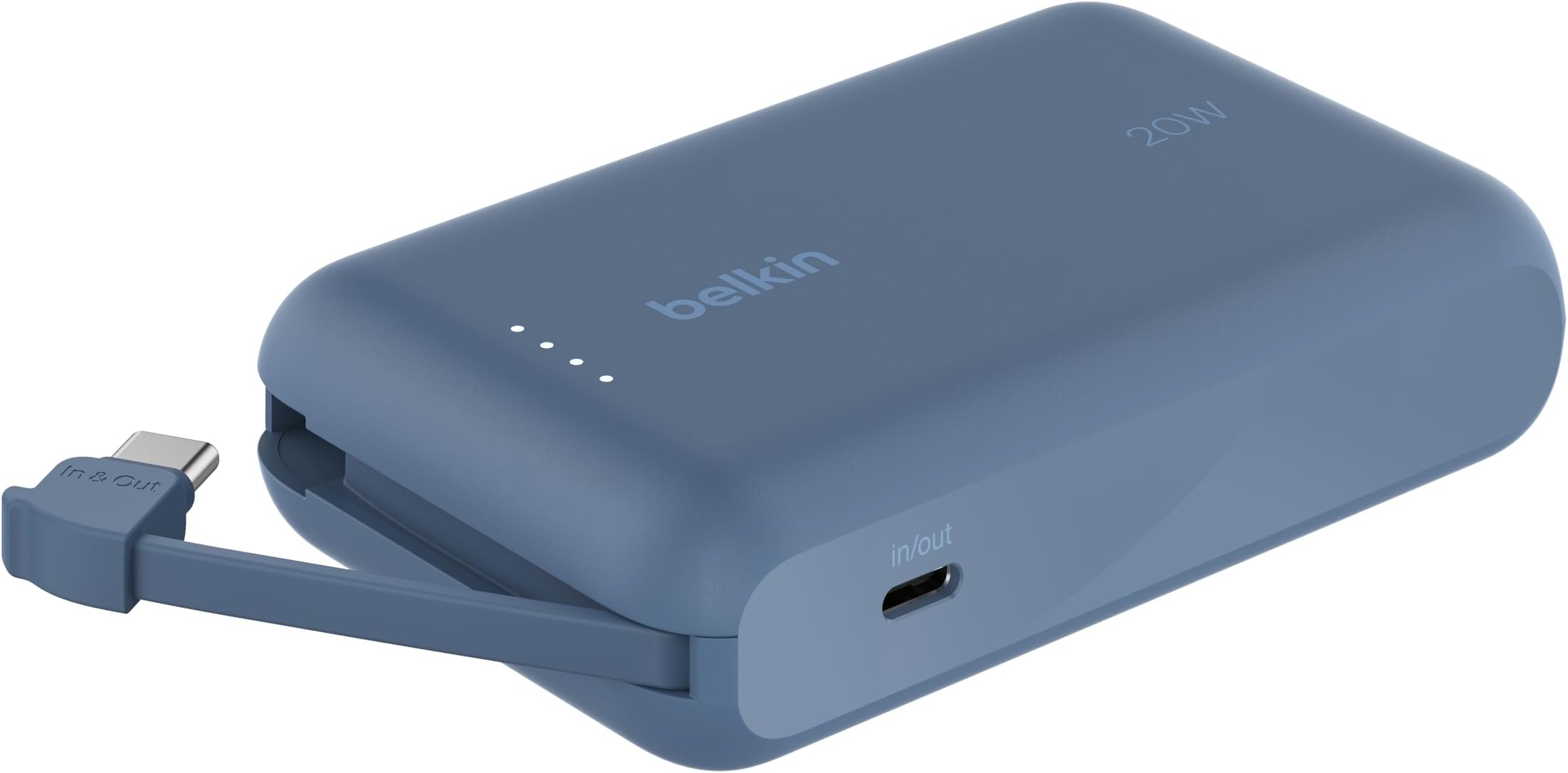 Belkin Fast Charge, Portable with Integrated Cable 10K PD 20W - Fast Charge -C Power Delivery, iPhone Fast Charging for iPhone 17 Series, iPad Pro, Galaxy S25, More