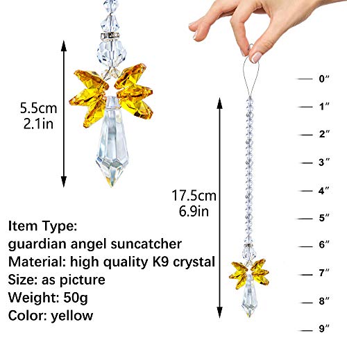 Rainbow Guardian Angel Crystal Suncatcher As Home/Car Decoration & Porch Decor & Hangings Crystal Glass Ornament (Yellow) #TOP1
