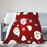 ZUNPNG Fleece-Überwurfdecke, Weihnachtsmann, leicht, Flanell, für Couch, Wohnzimmer, 127 x 101 cm, Rot