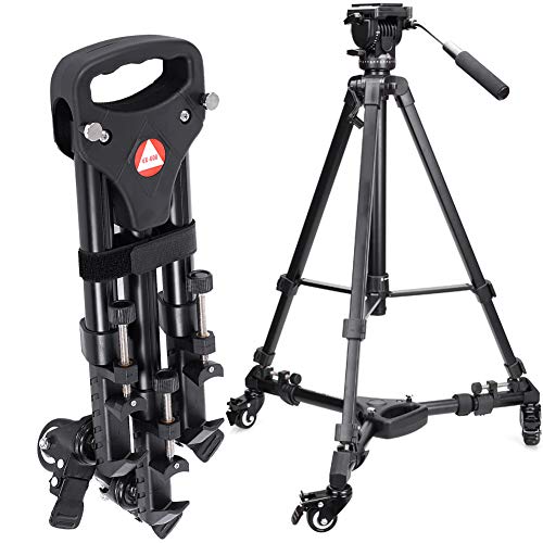 VX 600 Foldable Tripod Dolly with 3 Locking Track Wheels Pulley,Adjustable Leg Mount and Storage Bag,Compatible with Most Tripods, Light Stand for Cameras, Camcorder, Photography