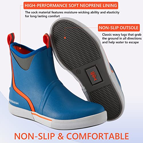 Image of BASSDASH Men's 6 inch Waterproof Deck Boots with Breathable Lining Anti-slip Neoprene Rubber Ankle Rain Boots for Fishing Boating
