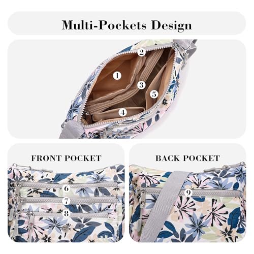Image of AOCINA Nylon Crossbody Bags for Women Multi Pocket Cross Body Purses