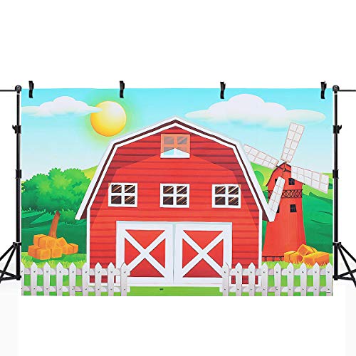ExcLent Fotografía Fondos Estudio Fotográfico Atrezzo Dibujos Animados Rojo Animales De Granja Fiesta De Cumpleaños Telón De Fondo - METRO Cover