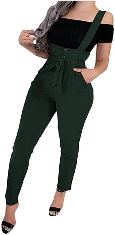 Amazon.com: Pantalones de tirantes para mujer sin mangas de cintura alta  recta mono de pierna, XL : Ropa, Zapatos y Joyería