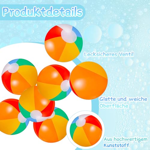 Wasserball Aufblasbar Set mit 8 Stück, 22 cm Bunte Strandbälle für Kinder, Pool, Strand und Party Spaß
