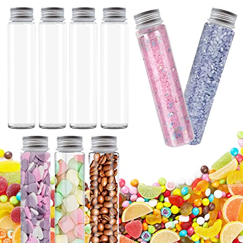 12 Tubos de Ensayo Plastico 115 ml Probetas Plastico Transparente con Tapa de Rosca Tubo de Ensayo para Perlas Dulces Flor Laboratorio Cover