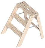 Klappbarer Holzstufentritt 1055 einseitig begehbar, Holme aus Kiefer, Sufen aus Buche, Stufenabstand: 250mm, Stufenbreite: 110mm, Plattformgröße: 215x565mm, Außenbreite: 565mm (DIN EN 131-1/-2, professional)