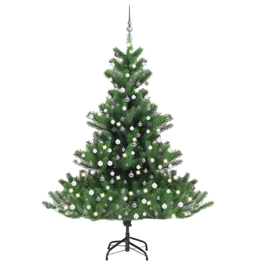 Árbol de Navidad Abeto Nordmann exclusivo de 210 cm con diseño premium de luces y bolas
