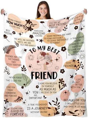 Bestie Gifts for Women on Best Friend Women, Bestie Blanket, BFF Gifts, Bestie Birthday Gifts for Women Friendship, 60" x 50"