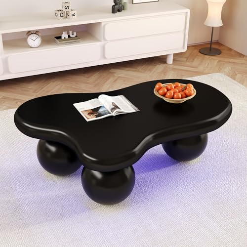 Sweiko Table Basse Design Nuage avec éclairage LED (16 Couleurs), Forme Originale, Pieds arrondis, Idéale pour Salon Moderne et Chambre d'enfant,Plateau...