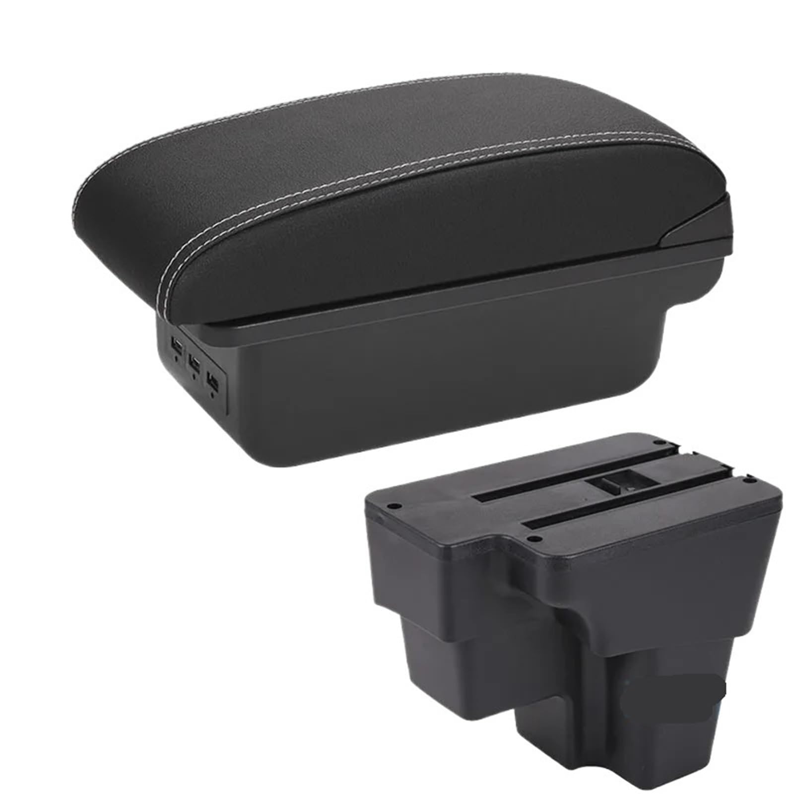 XINQQDC Console Armrest Fit For KIA RIO STONIC KIA Rio Lx Cerato Armrest Box Car Armrest Retrofit Part Storage Box Car Accessory Car Armrest Organizer(B3 Black white 3USB)