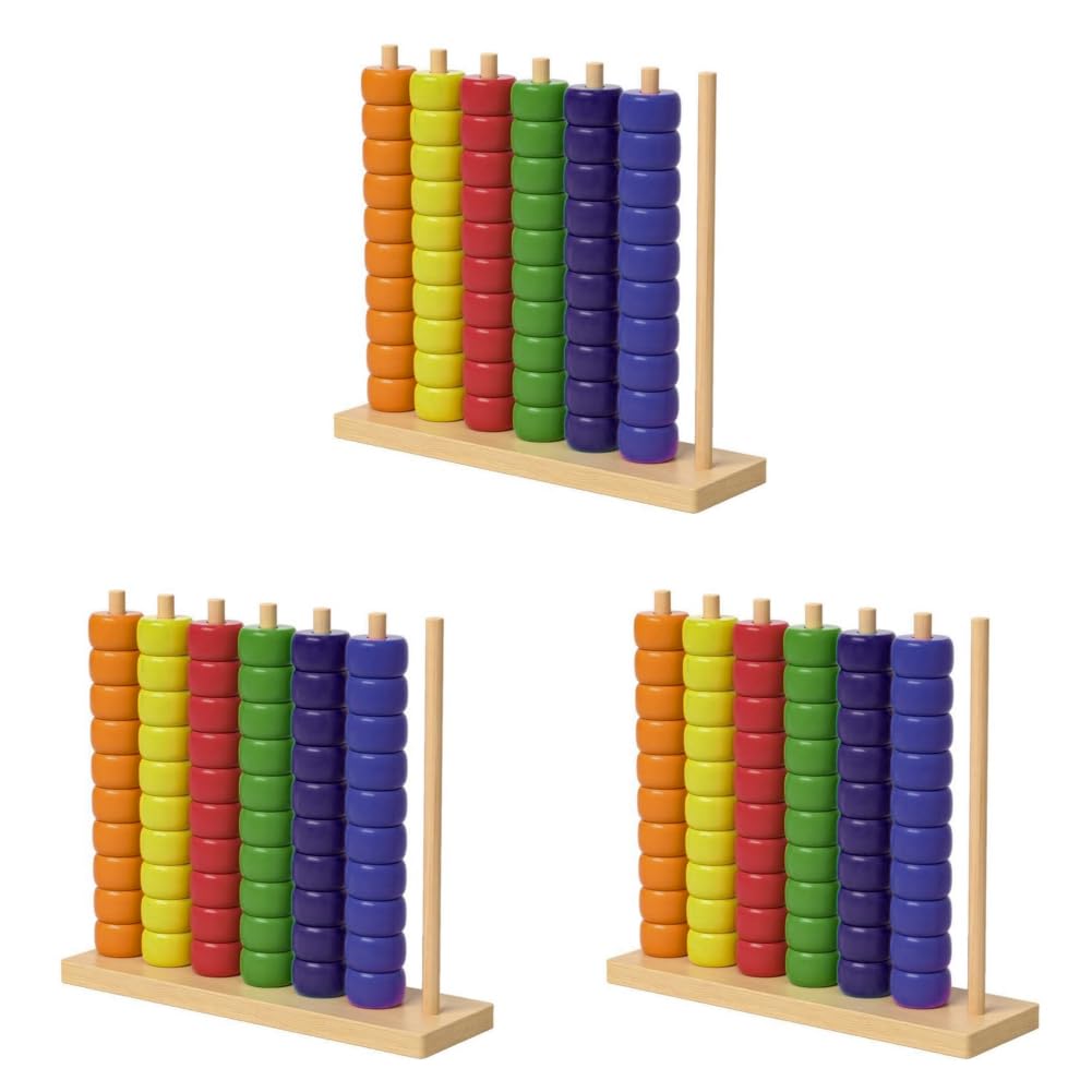 Holz Regenbogen-Ring-Stacking Puzzle Spiel mit Gestellen und Ringen for 2 Spieler Familienspiel Geschicklichkeitsspiel