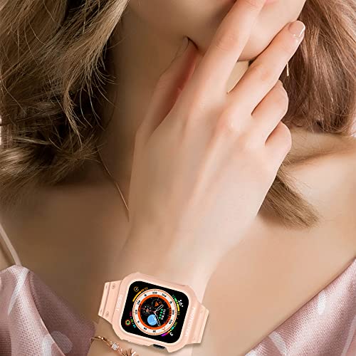 CRIS-BAND Bumper Bands Compatible with Apple Watch Band 45mm 44mm 42mm 41mm 40mm 38mm for Women Men, Water Shock-Proof Strap for iWatch Apple Watch Band with Case for Series 9 8 7 6 SE 5 4 3 2 1