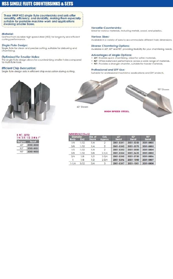 HHIP 2001-1000 1 Inch Single Flute 82 Degree HSS Countersink by HHIP - Image 3