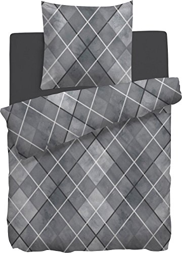 Heckett & Lane Bettwäsche Biber grau Größe 135x200 cm (80x80...