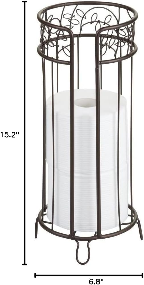 iDesign Metal Toilet Tissue Holder Stand, The Twigz Collection – Holds 3 Rolls of Toilet Paper, 6.8” x 15.2”, Bronze