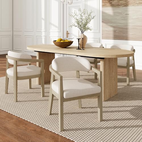 Crlnaup 6 sillas de comedor de madera maciza, cómodas y transpirables, adecuadas para comedor, sala de estar, cafés, estilo moderno, color natural