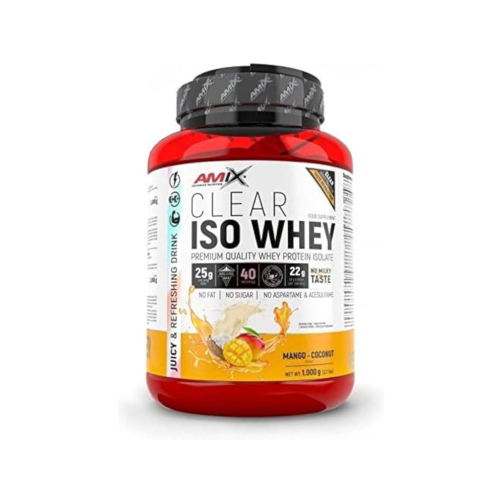 Amix Clear Iso Whey Protein 1 Kg - Aisaldo de Proteína de Suero Cristalina, Sabores Refrescantes/Promueve el aumento y mantenimiento de la masa muscular + Fácil Disolución Sabor Lima-Limón