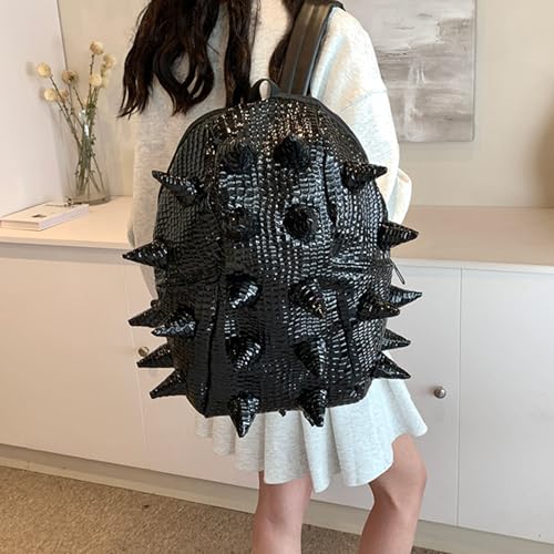 Fashion Spiked Backpacks for Men and Women Durable PU Leather Fashion Unisex Daypack Waterproof Laptop Bag,Black2