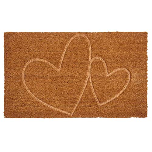 AUBRY GASPARD - Paillasson Coco Intérieur Extérieur avec Inscriptions Double Coeur - Envers Latexé Antidérapant - Design Charmant pour Une Entrée...