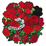 Nicime 56pcs Rose Iron/Sew on Patches, Cute Red Flower Embroidered Applique, Fashion Decoration for Clothes, Hat, Bag, Dress, Shirt, Jeans