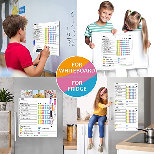 Magnetic Chore Chart, 3 Pcs Dry Erase Behavior Charts & 10 Markers, Reward Chart For Multiple Kids Teens Adults Family, Daily Responsibility Rewards Whiteboard For Fridge Home Supplies #TOP4
