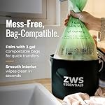 Black Stainless Steel Compost Bin | 6.5L Odor-Free Kitchen Countertop Food Scrap Pail with Charcoal Filter | Compact Zero Waste Solution for Home and Apartment Kitchens - Image 4