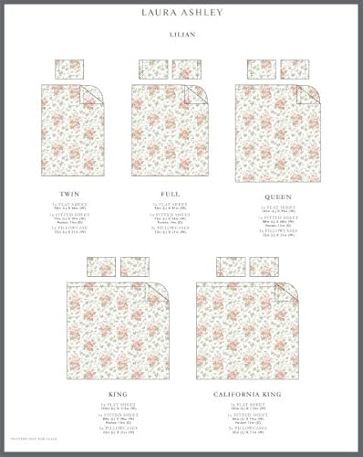 Laura Ashley Home - Queen Sheets, Soft Sateen Cotton Bedding Set - Sleek, Smooth, & Breathable Home Decor (Lilian Coral,4 Pieces, Queen) #TOP4