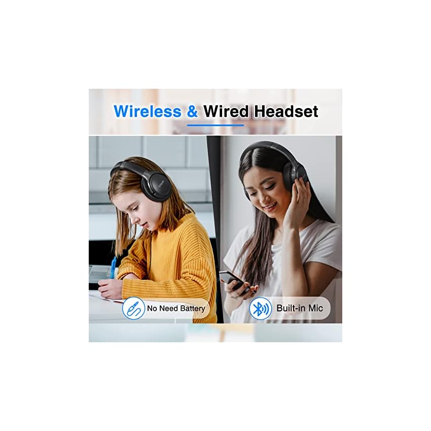 uliptz casque bluetooth sans fil, 65 heures de d’écoute, 6 eq du son modes, casque stéréo hifi avec microphone, pliable léger casque bluetooth 5.3 pour voyage/travailler/téléphoner/pc