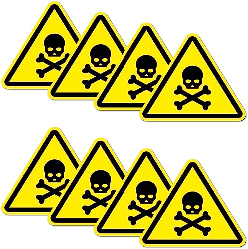 Lot de 8 autocollants d'avertissement D154 - 6 x 5 cm - Protection UV - Laminé - Étanche