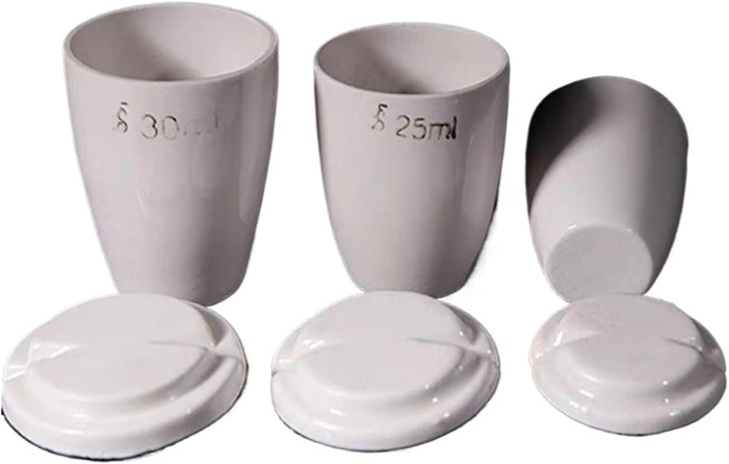 10pcs 20/25/30ml Ceramic Volatilization Crucible with Lid, Lab Ceramic Crucible for High Temperature Coal Quality Analysis(20ml)