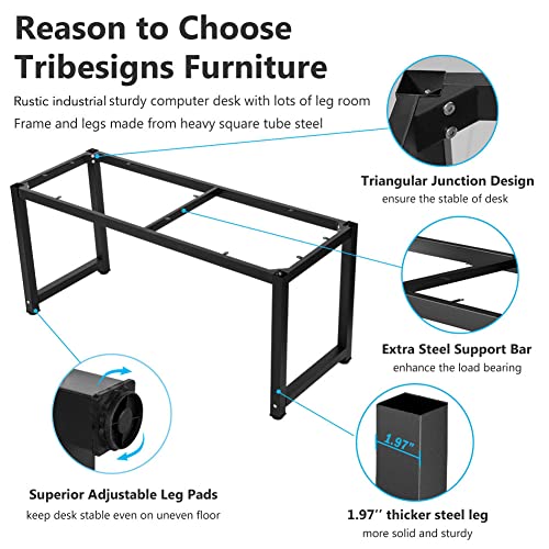 Tribesigns Computer Desk, 63 Inch Large Office Desk Computer Table Study Writing Desk Workstation For Home Office, Rustic Brown #TOP5