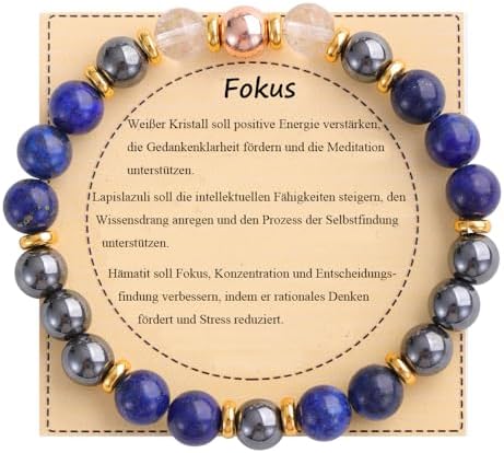 UEUC Heilstein-Perlenarmband für Frauen, Armband mit natürlichen Edelsteinen, Gleichgewichtsschutz, spirituelles Kristallperlenarmband zur Angstlinderung mit Bedeutungskarte
