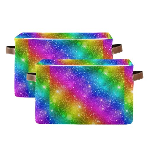 Panier de rangement pliable arc-en-ciel dégradé avec poignées - 3