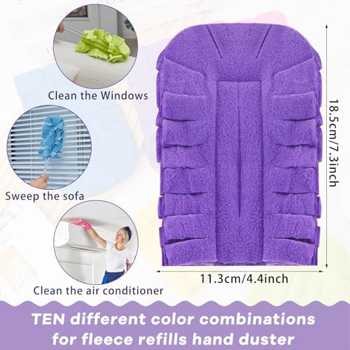 Image of Zubebe 20 Pcs Reusable Duster Refills Fleece,Vivid Color | Soft Polyester Fiber Flat Duster Refill Multi Surface Washable Cleaning Pad Tools for Home, Blinds, Car, Pet, Furniture, Fans