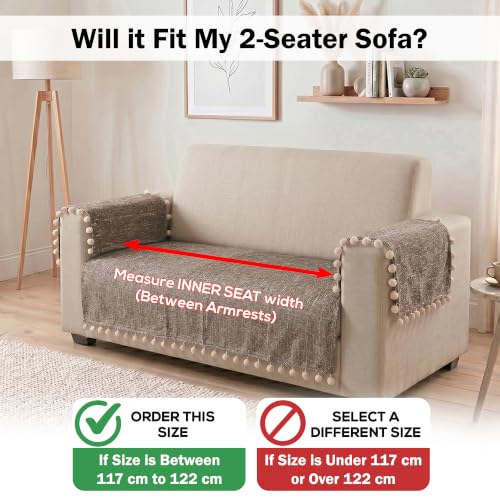 Image of Story@Home Chenille Sofa Cover 2 Seater (76x122Cm) & Arm Rest Covers | Anti Slip Sofa Mat for 1 /2 /3 Seater & L Shape Sofa Cover | Measure Your Sofa & Create Your Own Set - Caramel & Cream