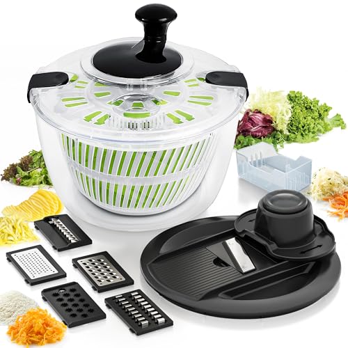 Large Salad Spinner & Mandoline Slicer 6-in-1