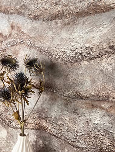 Newroom Tapete Kupfer Vliestapete Stein - Steintapete Modern Grau Braun Felsen Steinmauer Steinoptik 3D Optik Felsen Rost inkl. Tapezier-Ratgeber