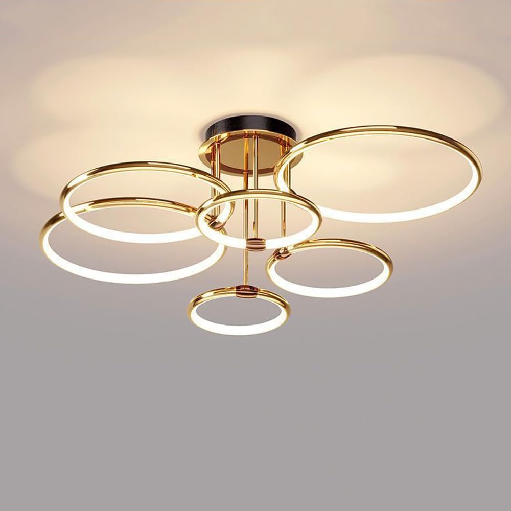 HXYSXHJUO Home Decoration LED Dimmable Ceiling Light Modern Ring Circle Flush Mount Kitchen Close To Fixtures Gold Dining Room Chandeliers For Living Bedroom Foyer