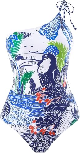 Image of AARAM Stylish Premium Women's One Piece Swimsuit with Cover Ups Wrap Skirt Sarong Retro Floral Print Monokini Tummy Control Swimwear, Printed Swimming Costume for Women Beach Wear